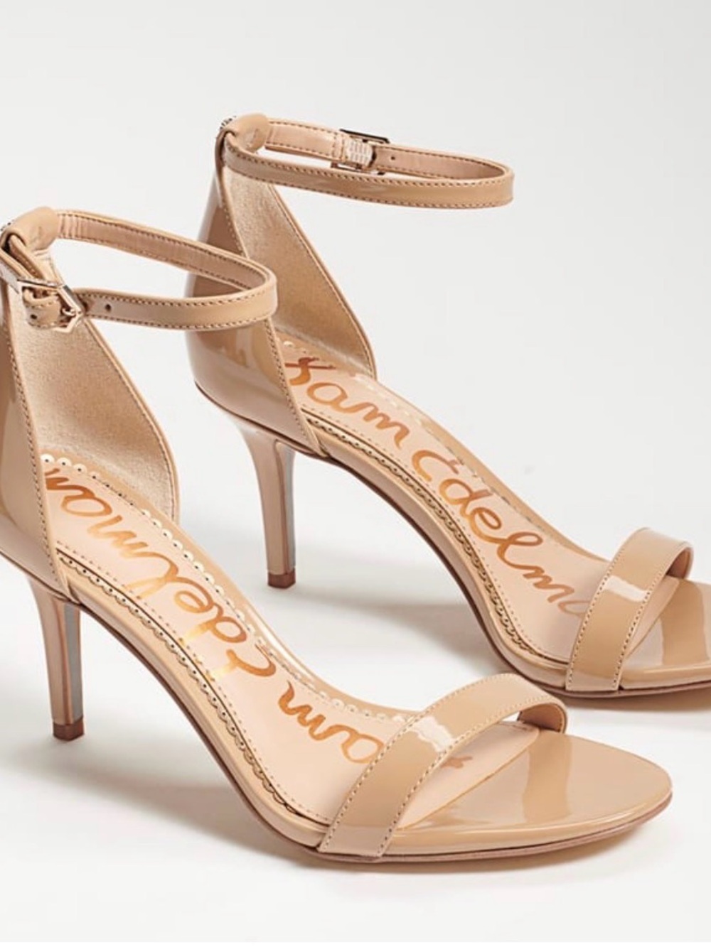 Sam Edelman Patti Beige Patent Heels Sz 7 NWOB